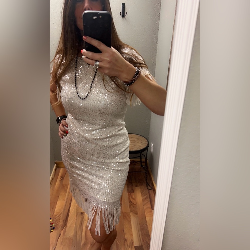 Sequence Dress with Fringe